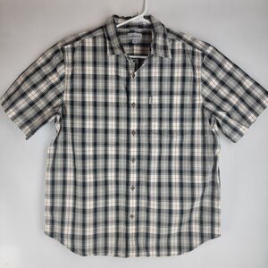 Carhartt Mens Size XL Black Red Checks Relaxed Fit Button Short Sleeve Shirt